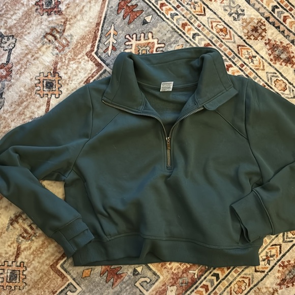 Dark Teal 3/4 zip sweatshirt - Picture 2 of 3